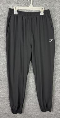 Gymshark Pants Womens Small Black Woven Joggers Elastic Waist Cuffed Stretch